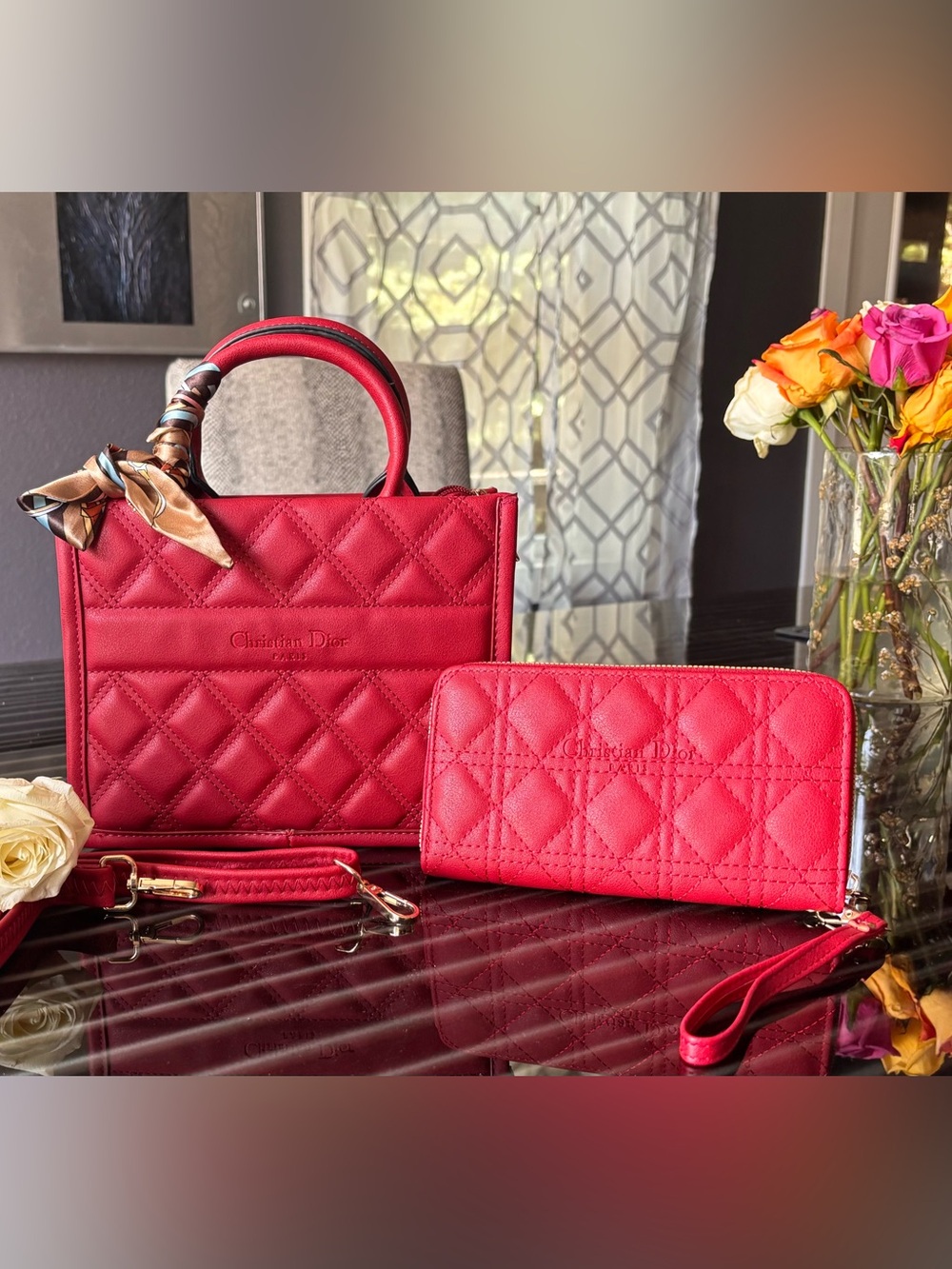 Quilted Designer-Inspired Top Handle Satchel with Wallet